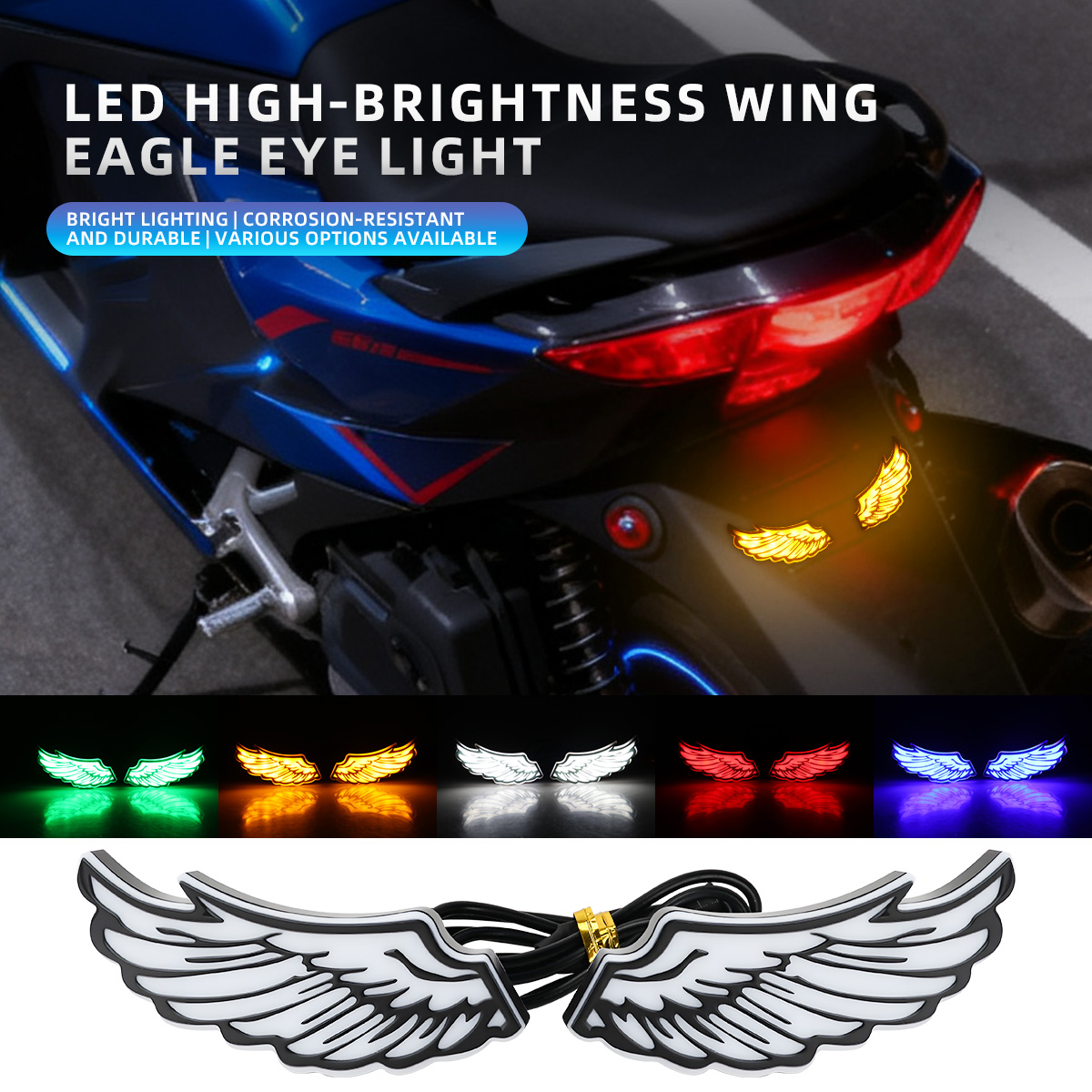Sos Light Strobe - 1쌍 오토바이 엔젤 윙 LED 후미등
