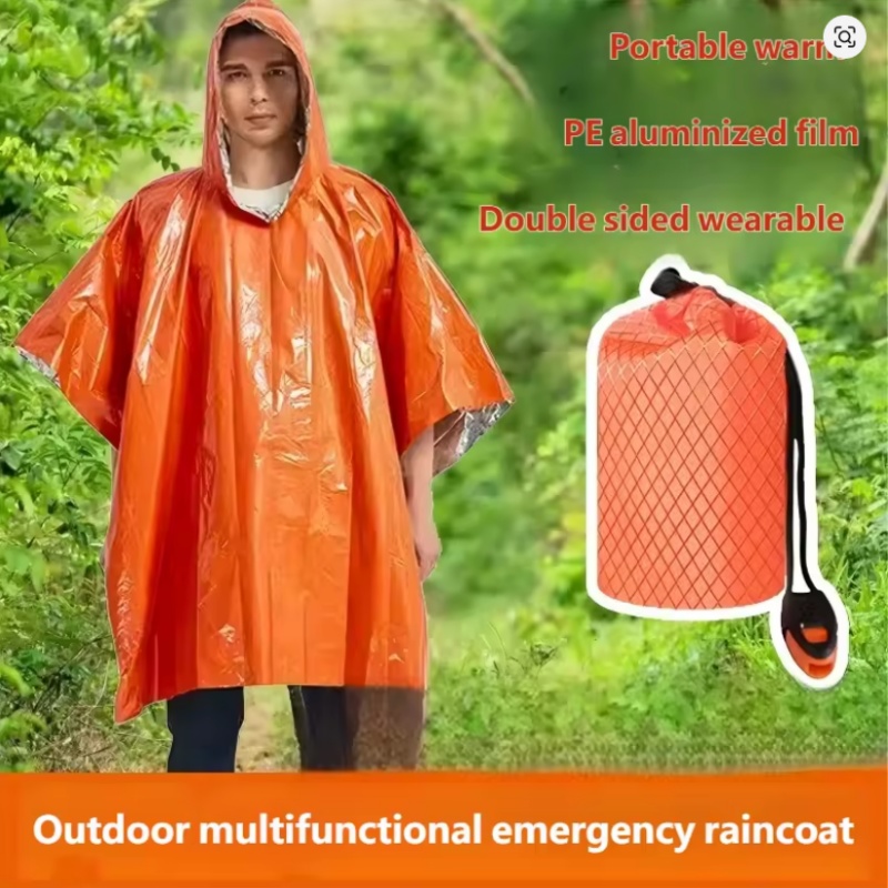 Survival Blanket Reflective - 응급용 판초 4개, 필름형 보온 레인코트